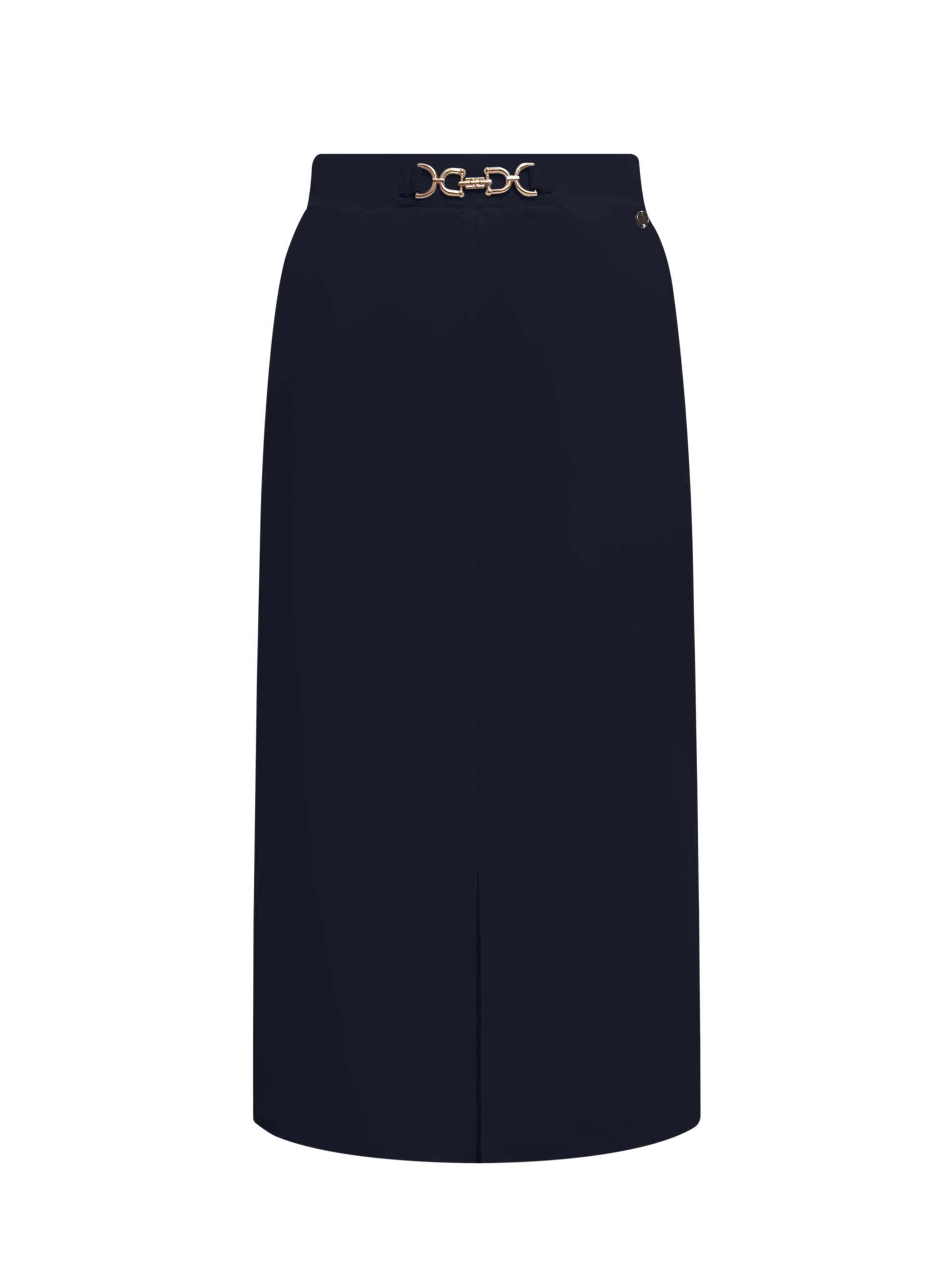 Triple Nine - Skirt with split and gold buckle - Navy
