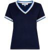 Red Button - Jerry V-neck Striped Rib - darkblue