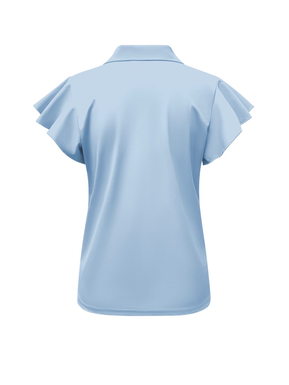 Triple Nine - Top with collar and zip and ruche sleeves - L.Blue