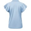 Triple Nine - Top with collar and zip and ruche sleeves - L.Blue