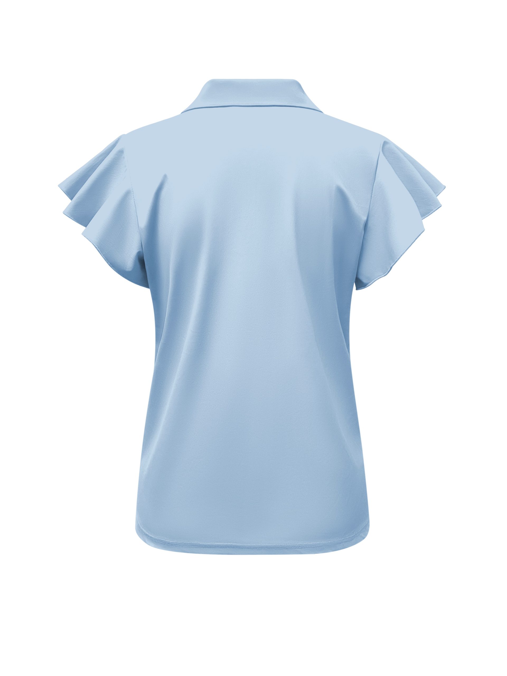 Triple Nine - Top with collar and zip and ruche sleeves - L.Blue