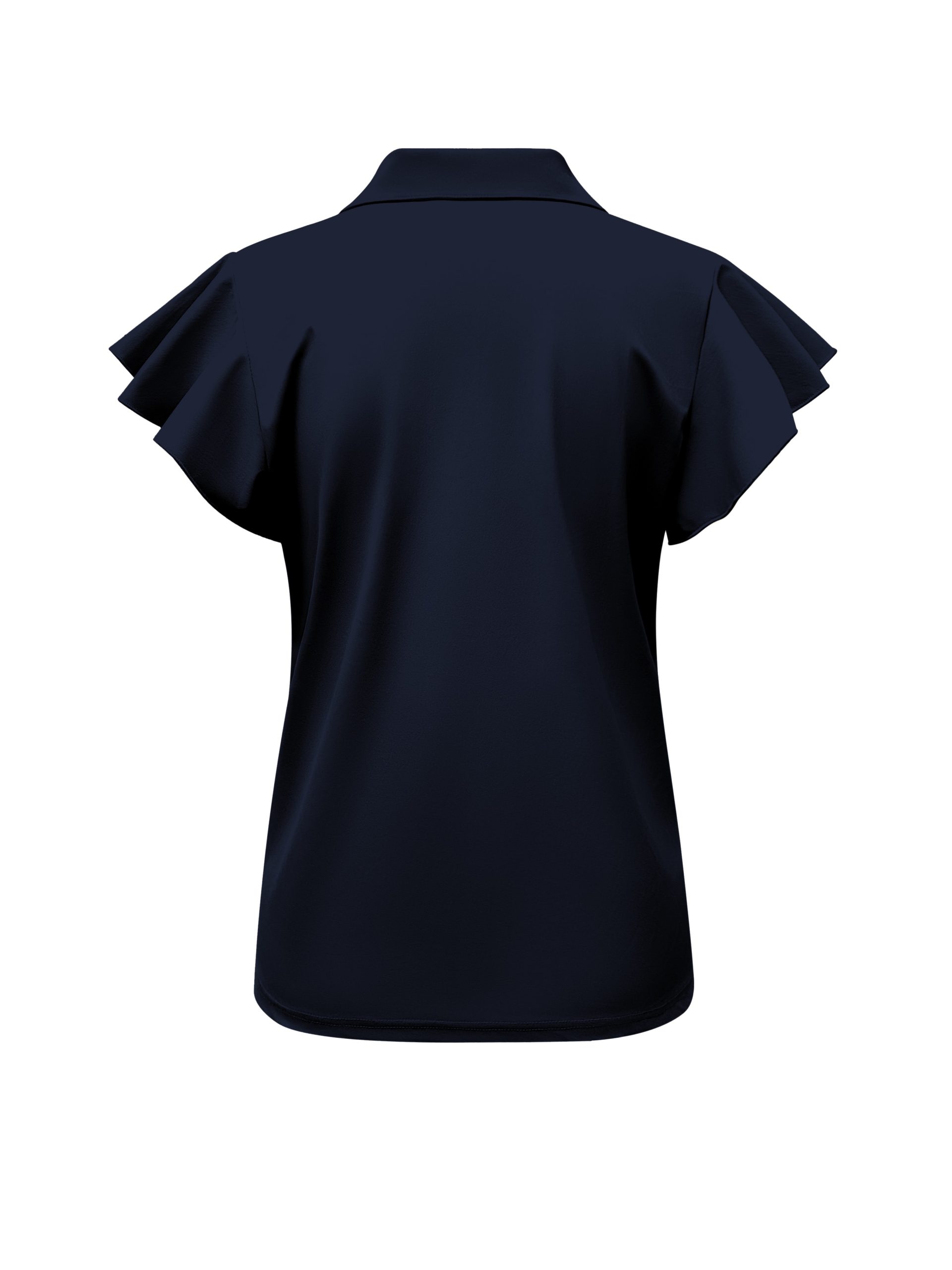 Triple Nine - Top with collar and zip and ruche sleeves - Navy