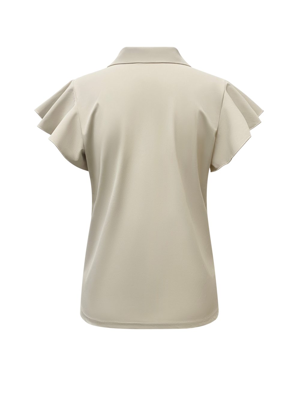 Triple Nine - Top with collar and zip and ruche sleeves - Beige