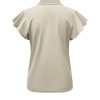 Triple Nine - Top with collar and zip and ruche sleeves - Beige
