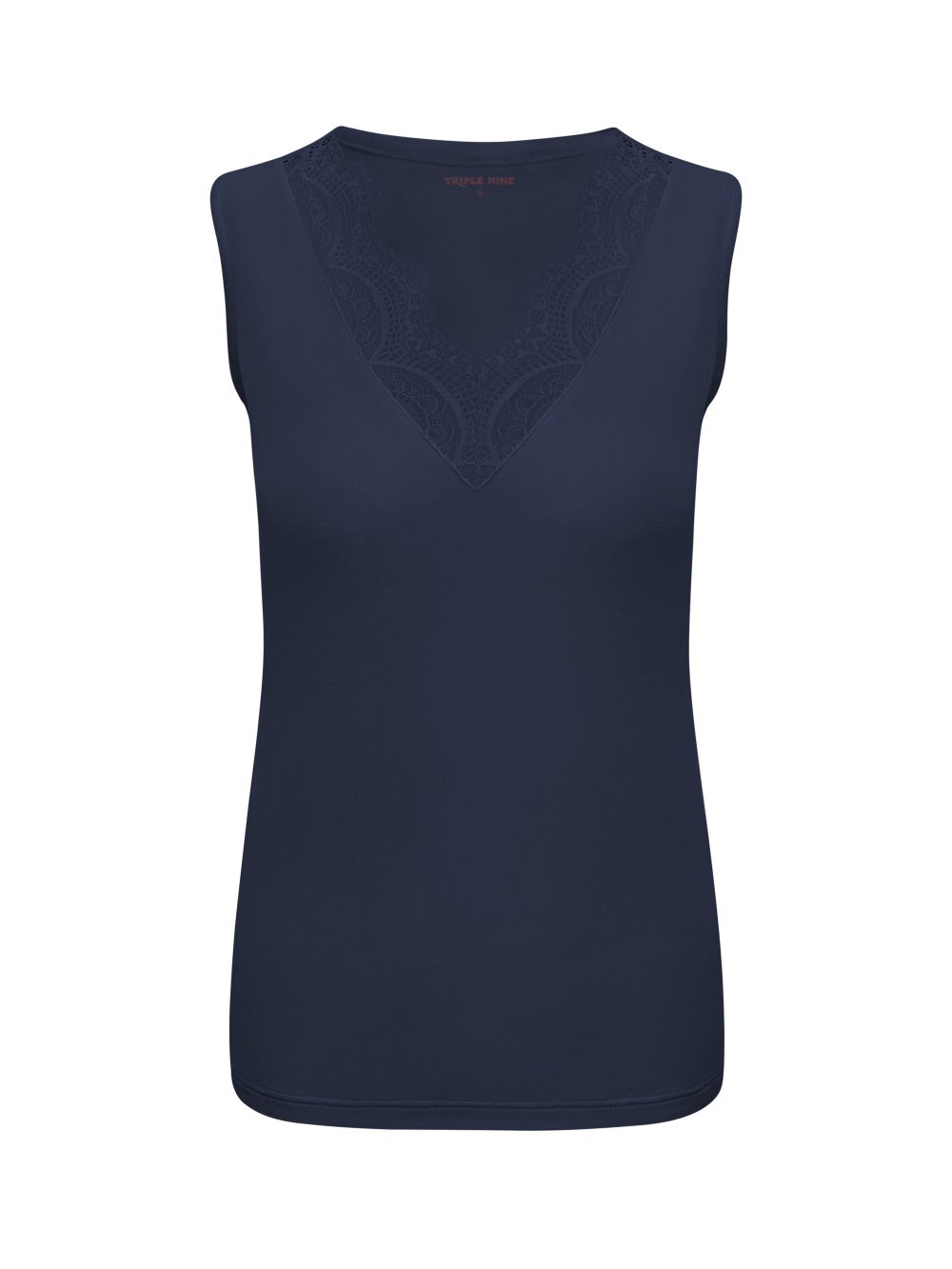 Triple Nine - Top cashmere cut sleeves with lace - Navy