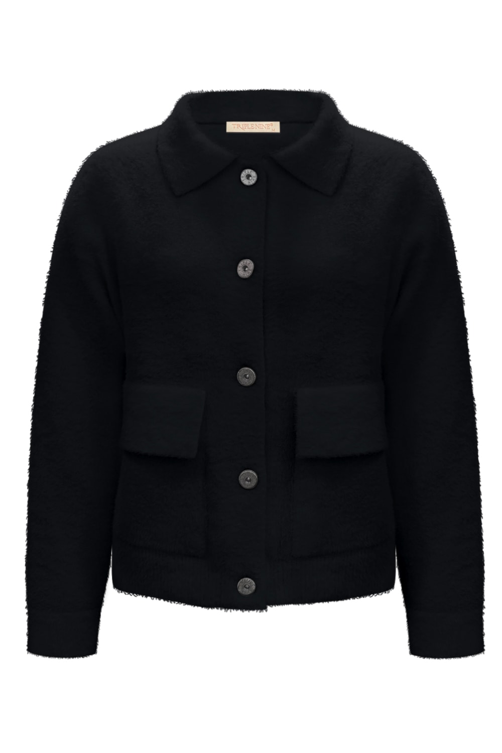 Triple Nine - Jacket fluffy with pockets - Black