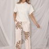 Kimara - Mara Pants 2 - Leaf Me Here Powder Pink