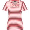 Mi Piace - T-shirt V Hals Stripe - Red | Off W. - 1