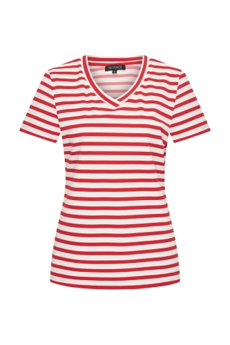Mi Piace - T-shirt V Hals Stripe - Red | Off W. - 1