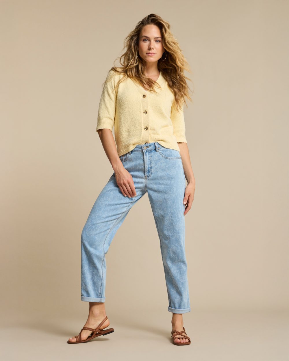 Red Button - Cardigan Popcorn - Butter Yellow