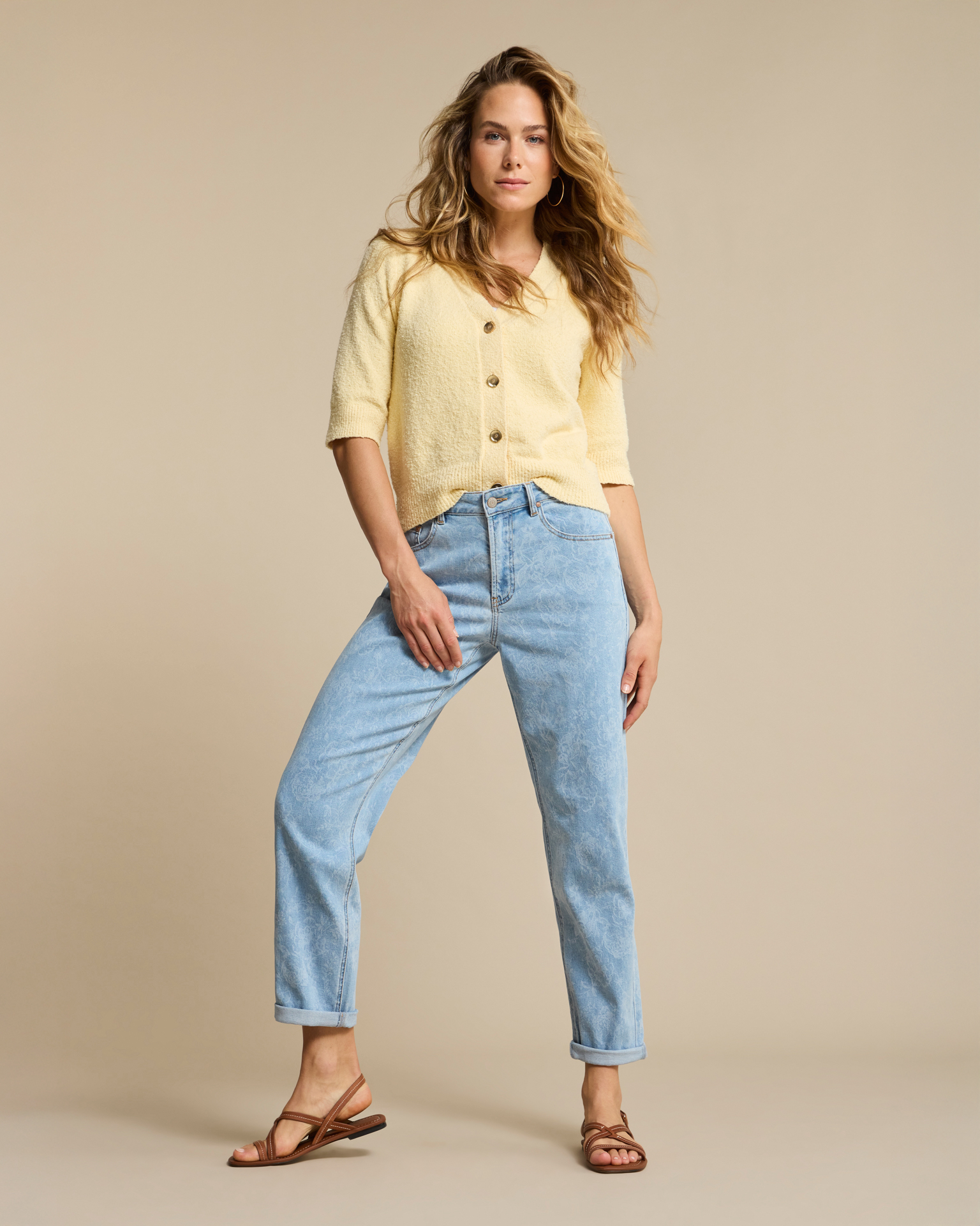 Red Button - Cardigan Popcorn - Butter Yellow