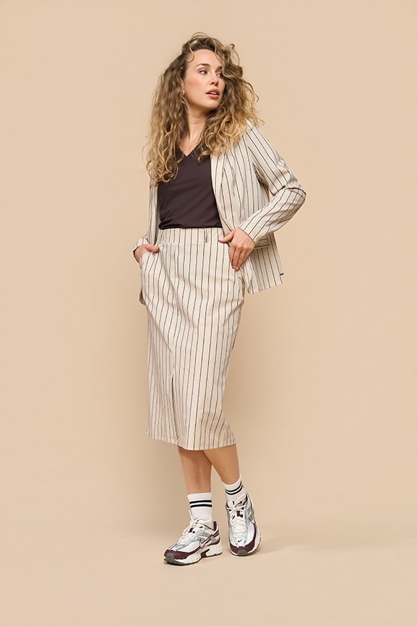 Mi Piace - Blazer Classic Stripe Print - Latte