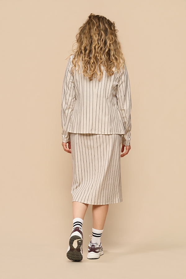 Mi Piace - Blazer Classic Stripe Print - Latte