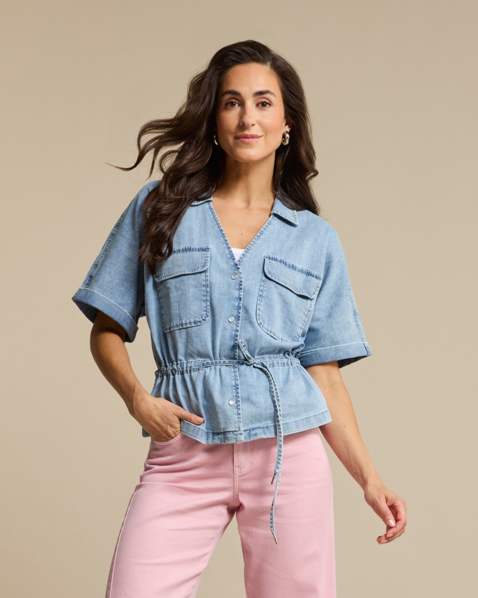 Red Button - Drew Drawstring Denim light stone - Lightstone