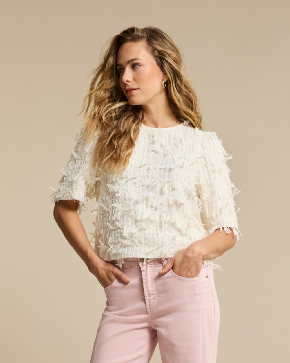 Red Button - Fiona Top Fancy Frills - Ecru