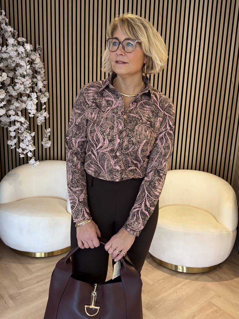 Mi Piace - Blouse Twilight Twigs Print - Espresso