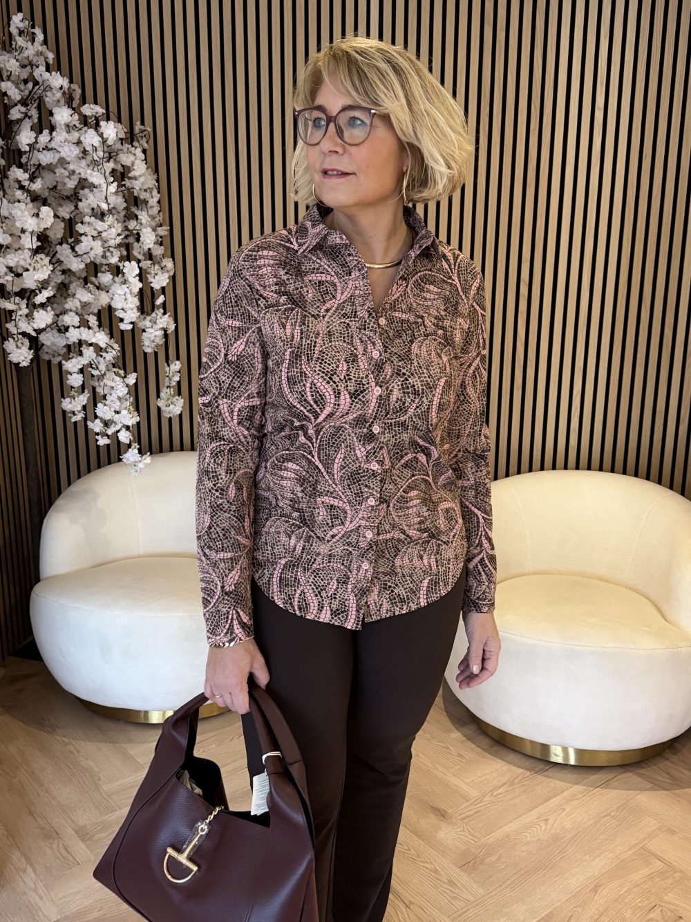 Mi Piace - Blouse Twilight Twigs Print - Espresso