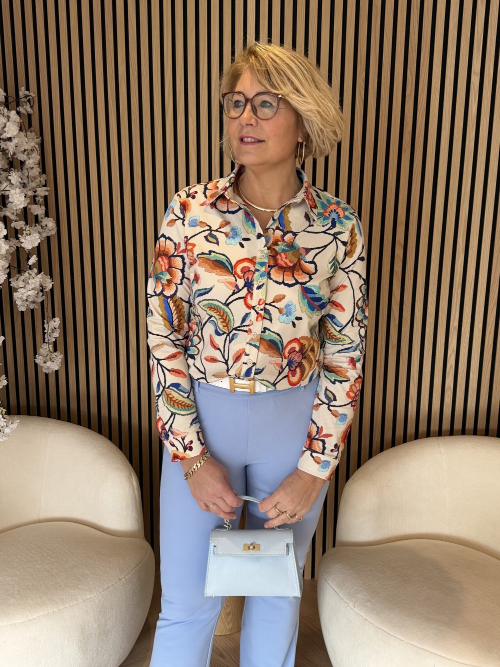 Mi Piace - Blouse Embroidered Bloom Print - Multicolour