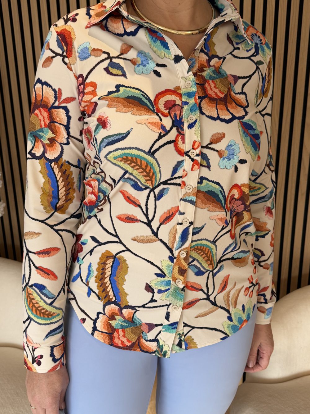 Mi Piace - Blouse Embroidered Bloom Print - Multicolour
