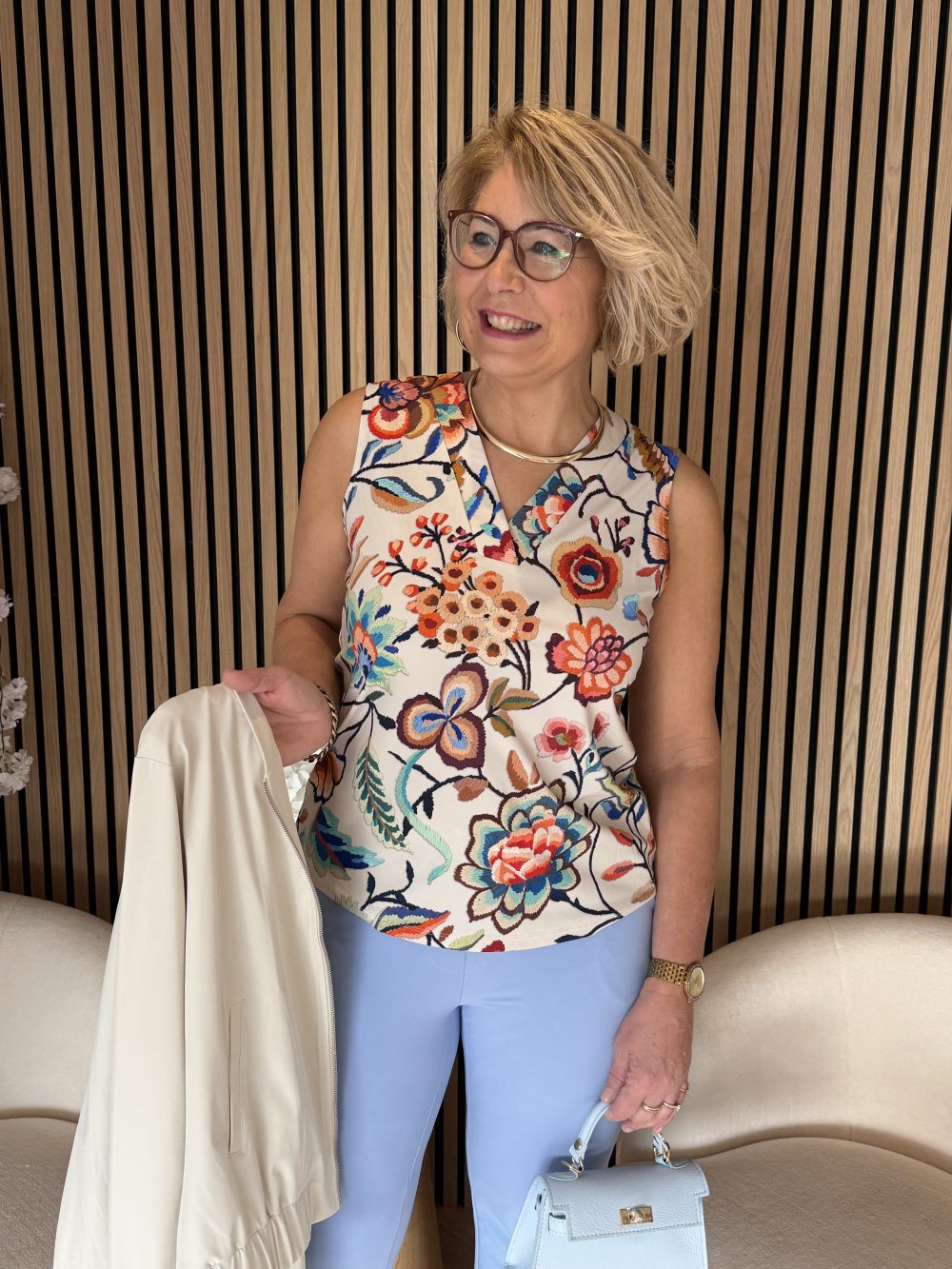 Mi Piace - Top Embroidered Bloom Print - Multicolour - 1