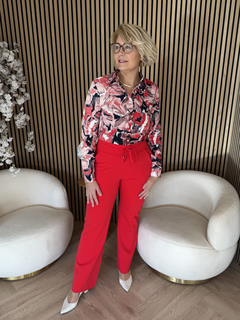 Mi Piace - Blouse Wild Flower Print - Red