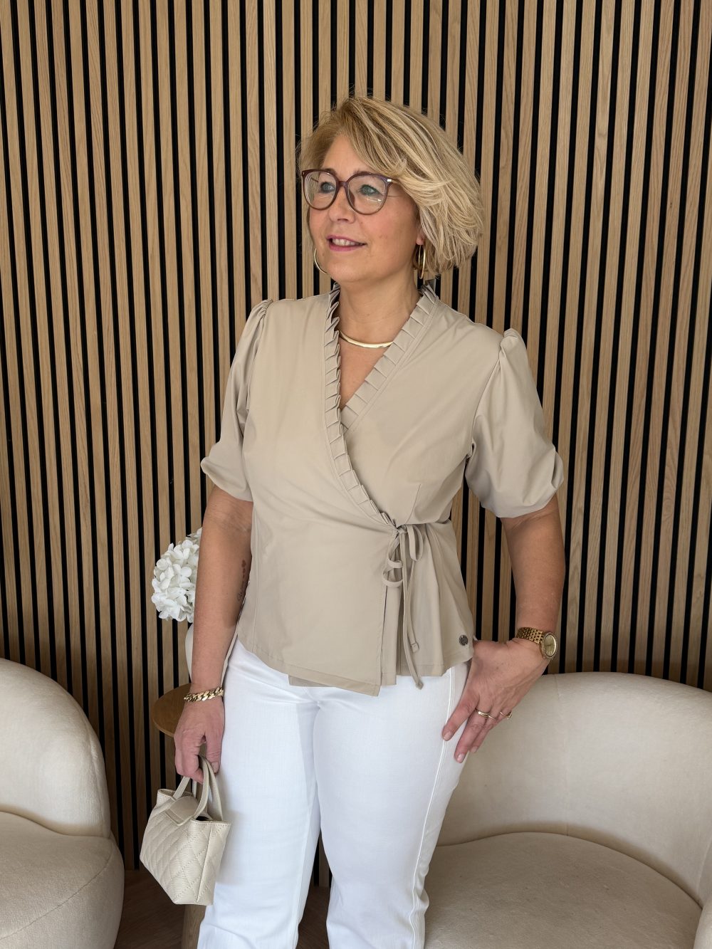 Triple Nine - Top cross body with nice wafel design - Beige