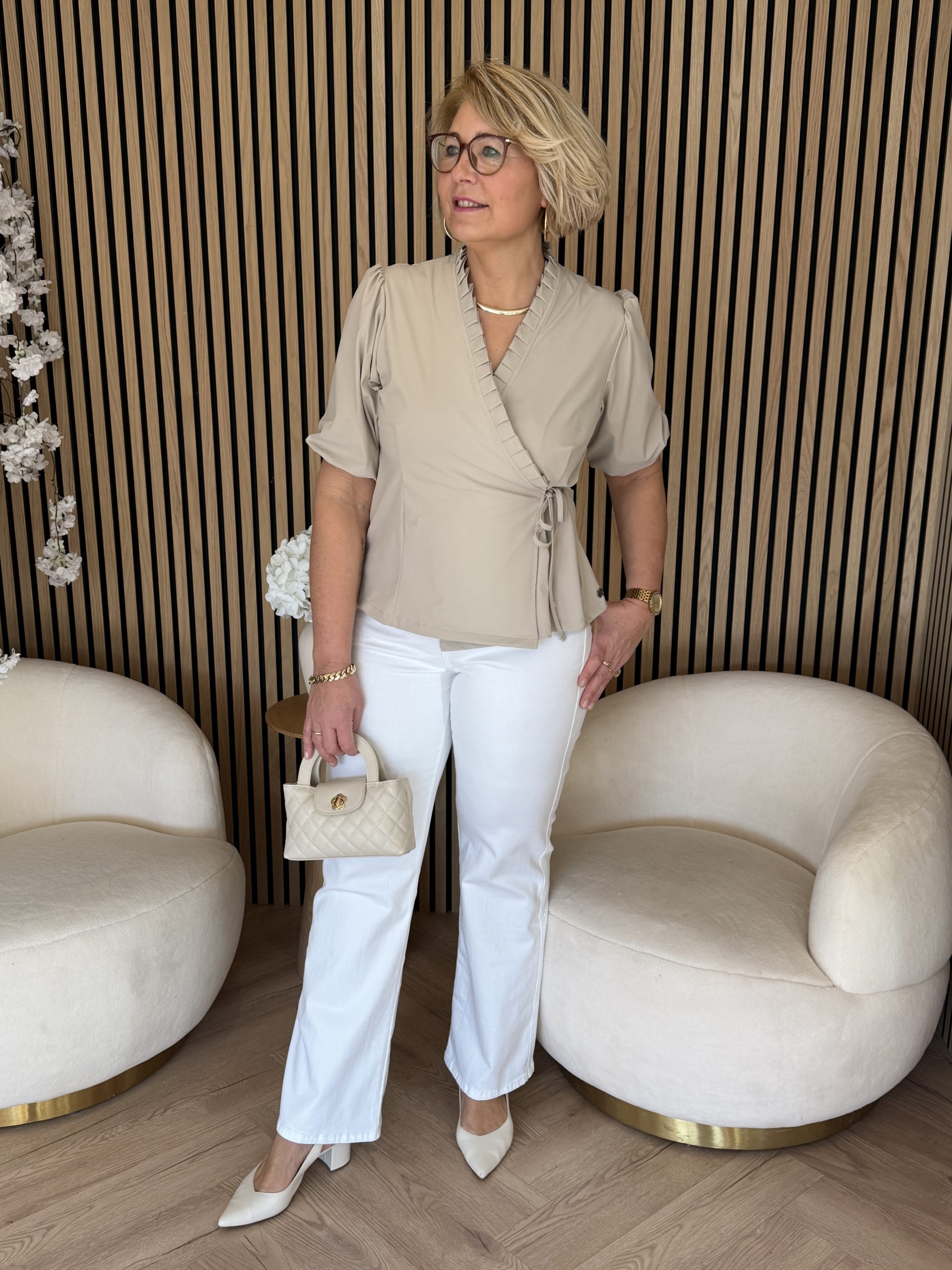 Triple Nine - Top cross body with nice wafel design - Beige