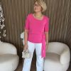 Triple Nine - Top short sleeves with new square neck and strik - Fuchsia
