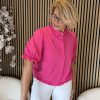 Triple Nine - Blouse with 1 gold button and elastiek - Fuchsia