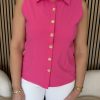 Triple Nine - Blouse cut sleeves with gold buttons - Fuchsia