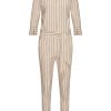 Mi Piace - Jumpsuit Heavy Classic Stripe Print - Latte
