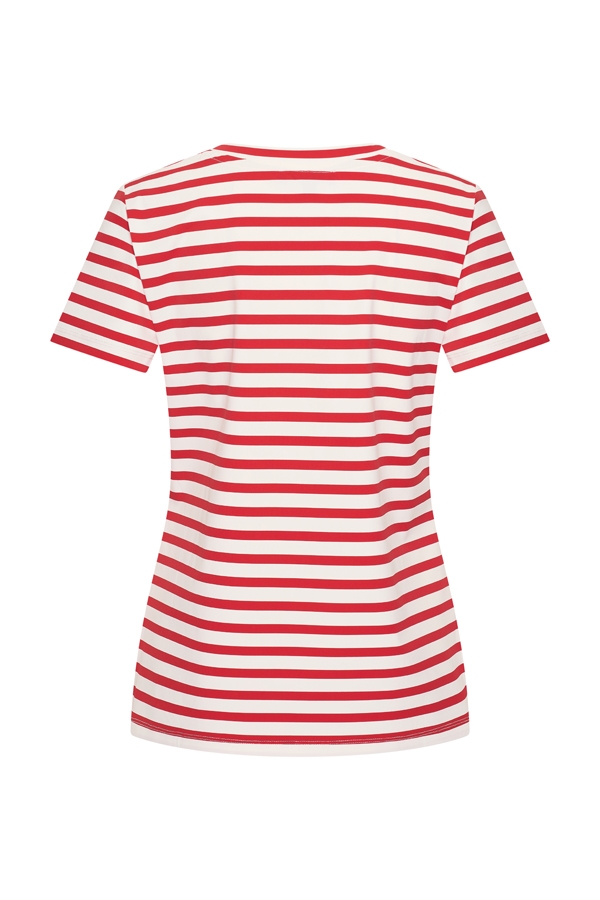 Mi Piace - T-shirt V Hals Stripe - Red | Off W. - 2