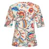 Mi Piace - T Shirt V Neck Embroidered Bloom Print - Multicolour - 2