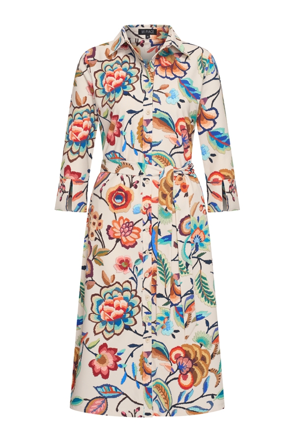 Mi Piace - Dress Embroidered Bloom Print - Multicolour - 1