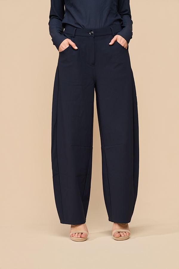 Mi Piace - Balloon Trousers Bonded - Dark Blue - 1