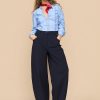 Mi Piace - Balloon Trousers Bonded - Dark Blue - 3