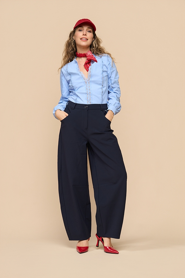Mi Piace - Balloon Trousers Bonded - Dark Blue - 3