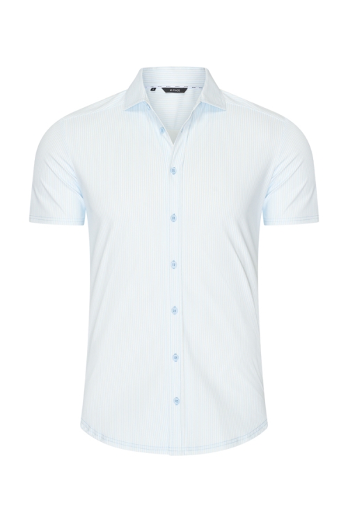 Mi Piace Heren - Men T Shirt Stripe - Light Blue