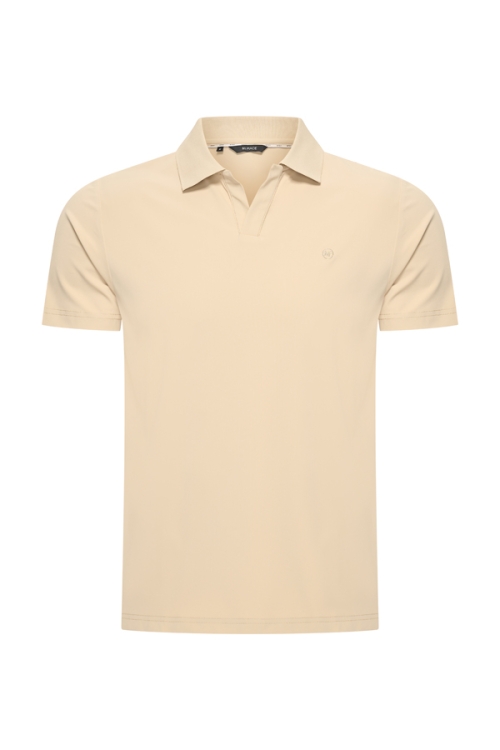 Mi Piace Heren - Men V Neck Polo Shirt - Sand