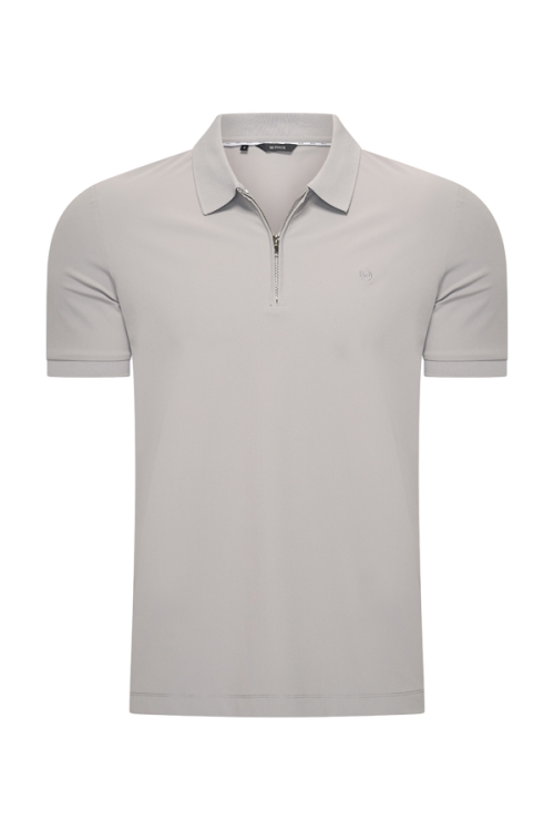 Mi Piace Heren - Men Zip Polo Shirt - Elephant Grey