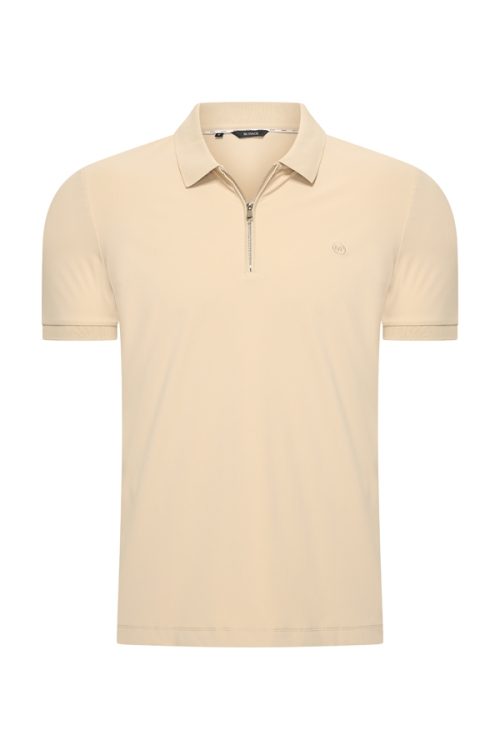 Mi Piace Heren - Men Zip Polo Shirt - Sand
