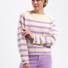 Lady Day - Breton Sweater - Cream/Violet