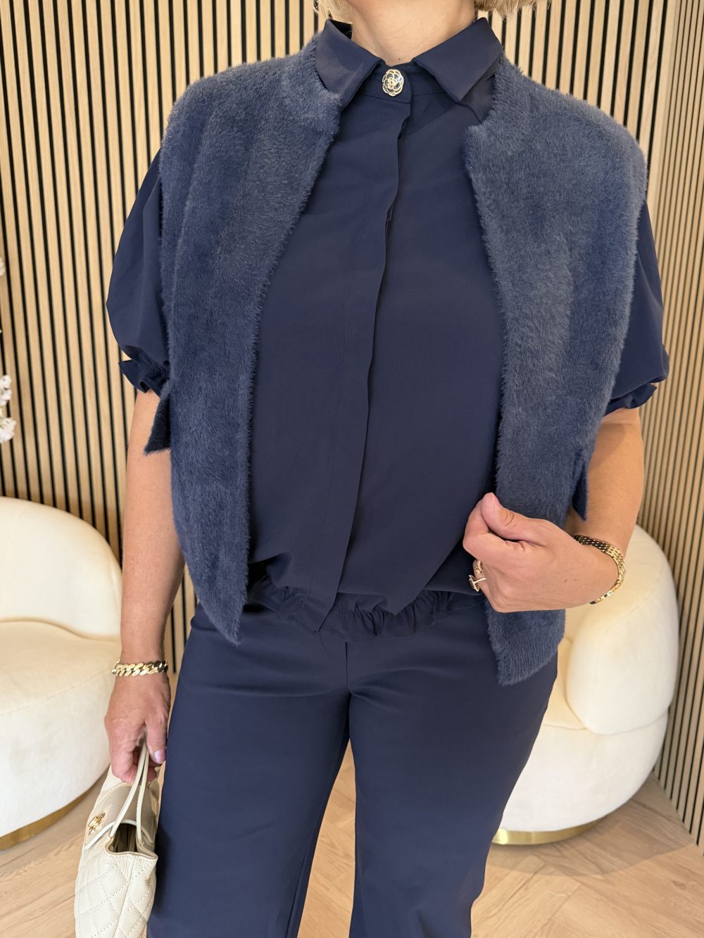 Alternative view of Triple Nine - Gillete fluffy with pockets - Navy