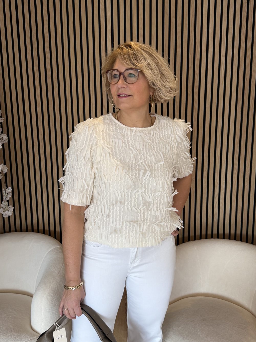 Red Button - Fiona Top Fancy Frills - Ecru | Morgen in huis!