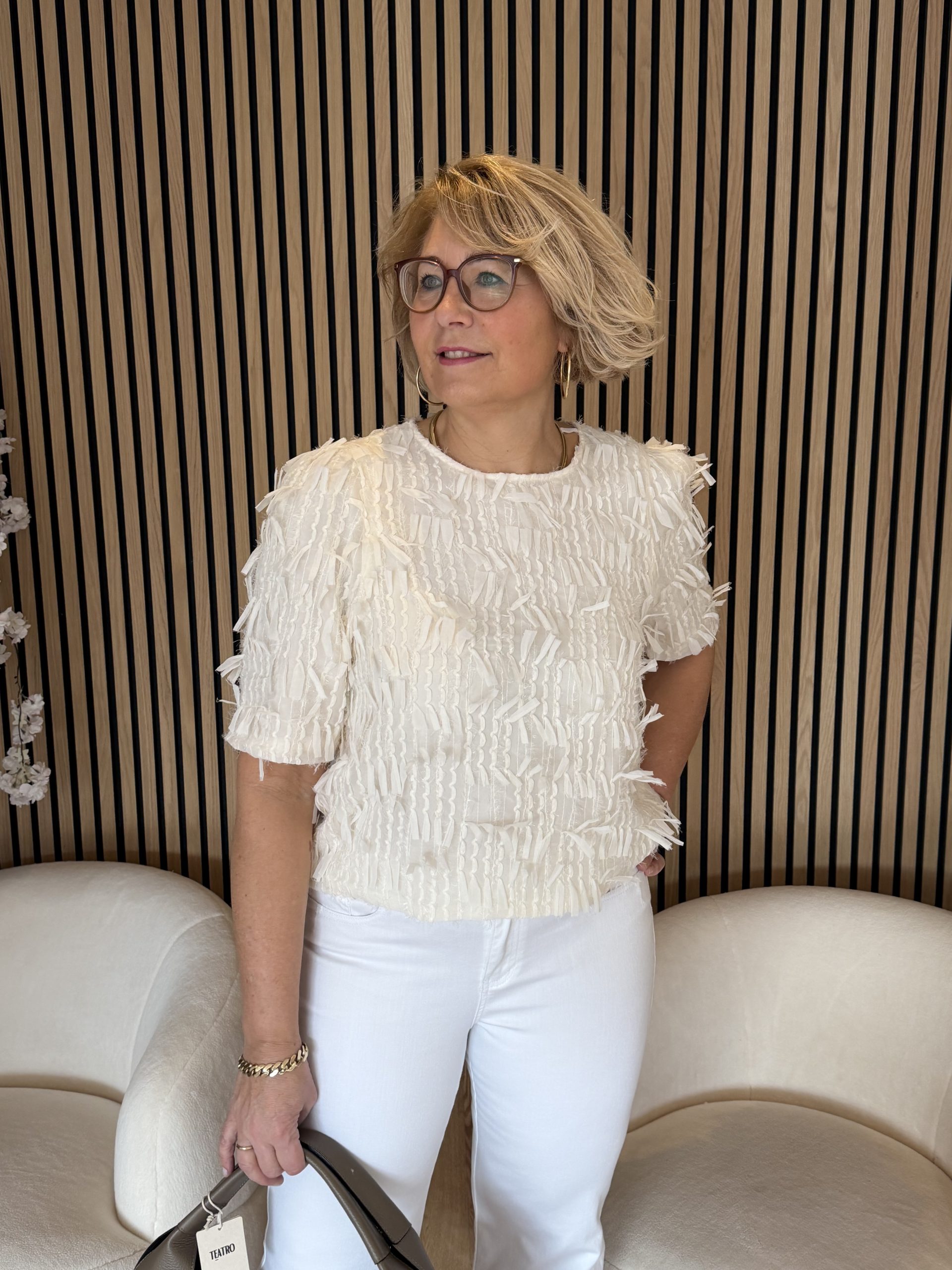 Red Button - Fiona Top Fancy Frills - Ecru | Morgen in huis!