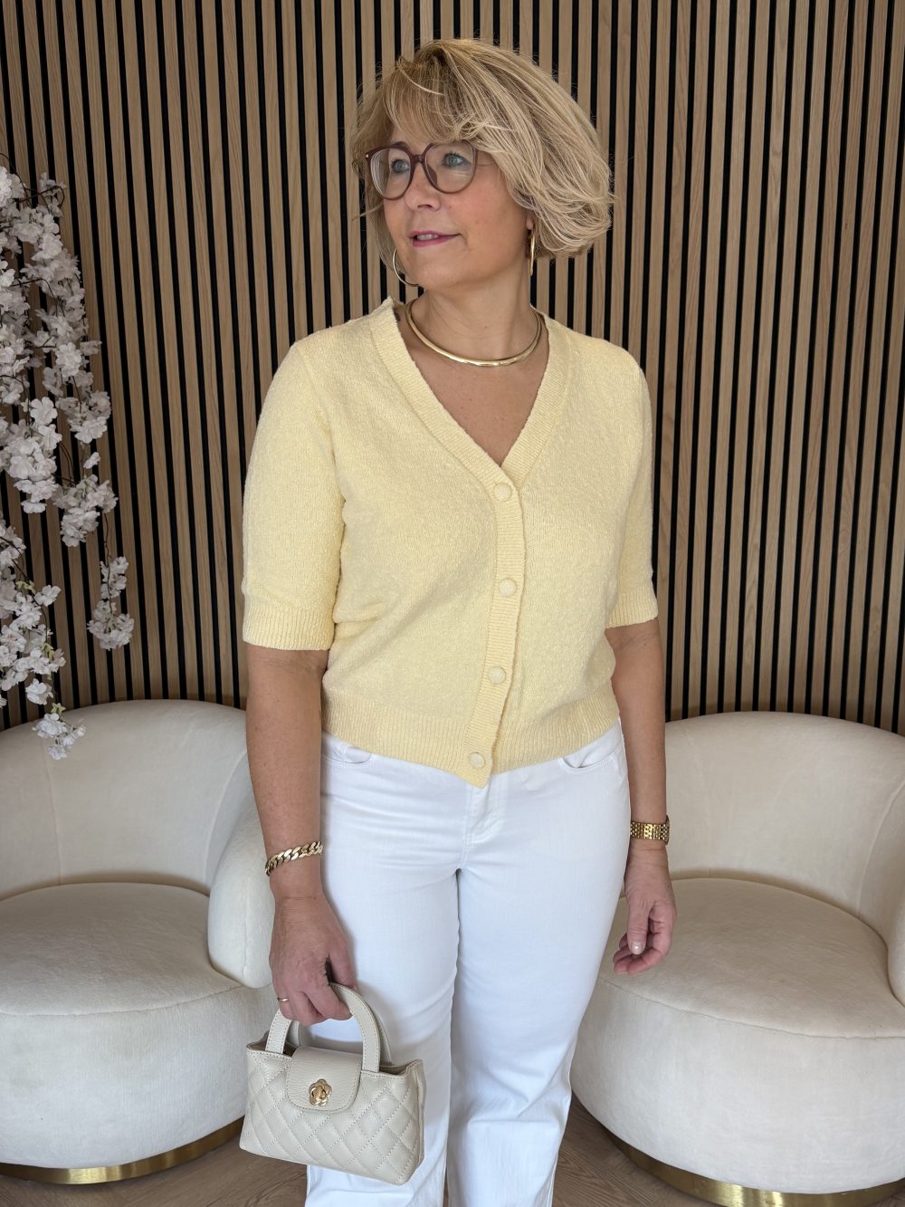 Red Button - Cardigan Popcorn - Butter Yellow | Morgen in huis!