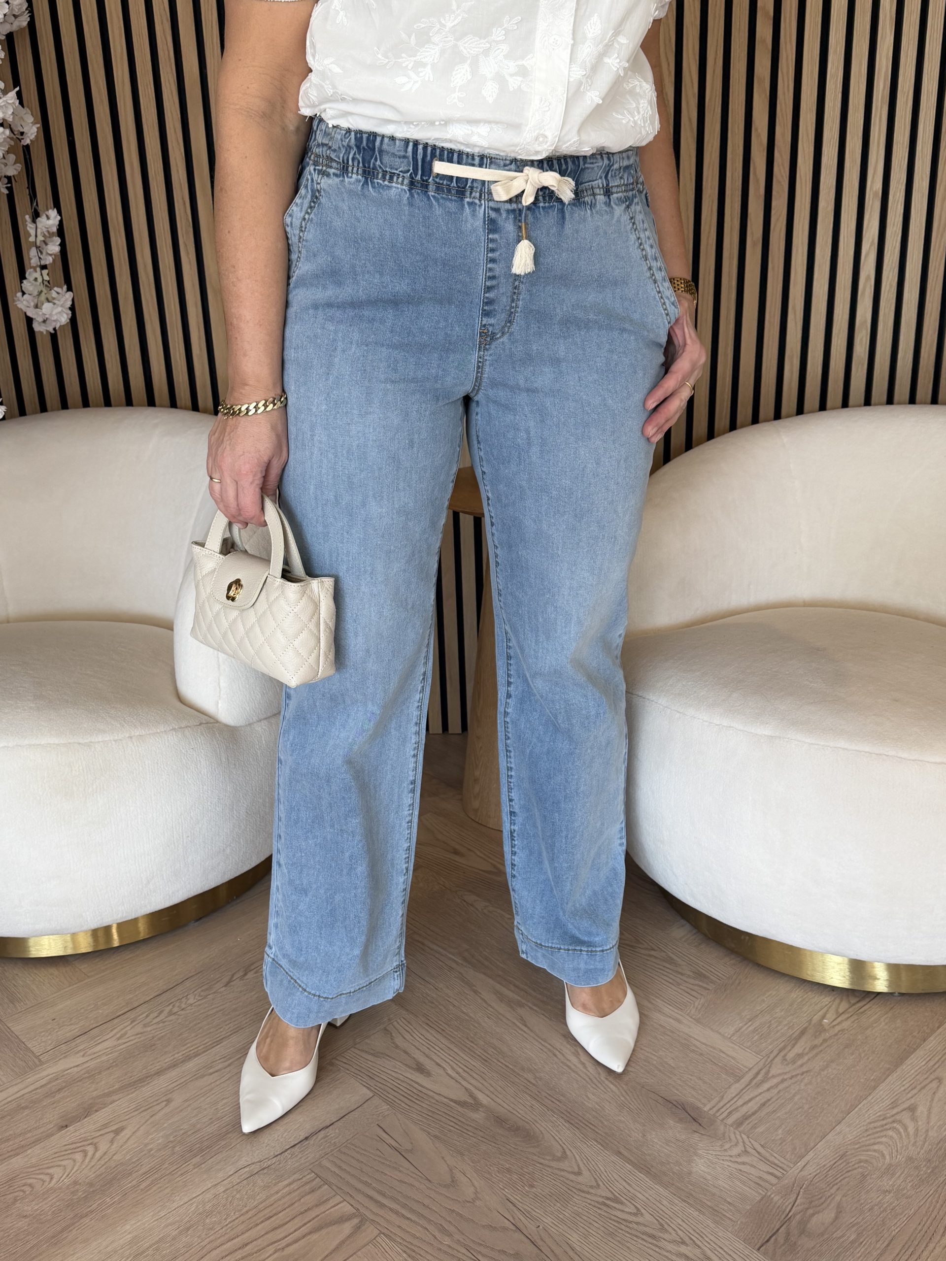 Red Button - Colette Elastic Waistband Denim - Lightstone-L33 | Morgen in huis!