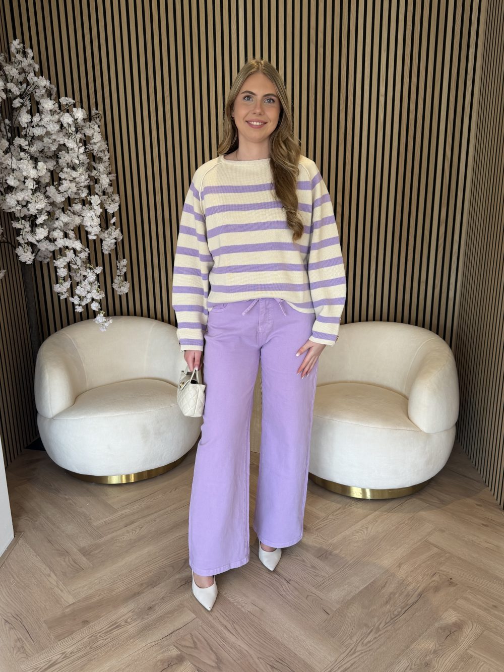 Lady Day - Breton Sweater - Cream/Violet