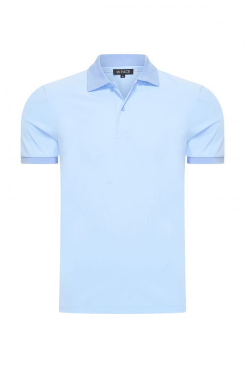 Mi Piace Heren - Men Polo Shirt -Light Blue
