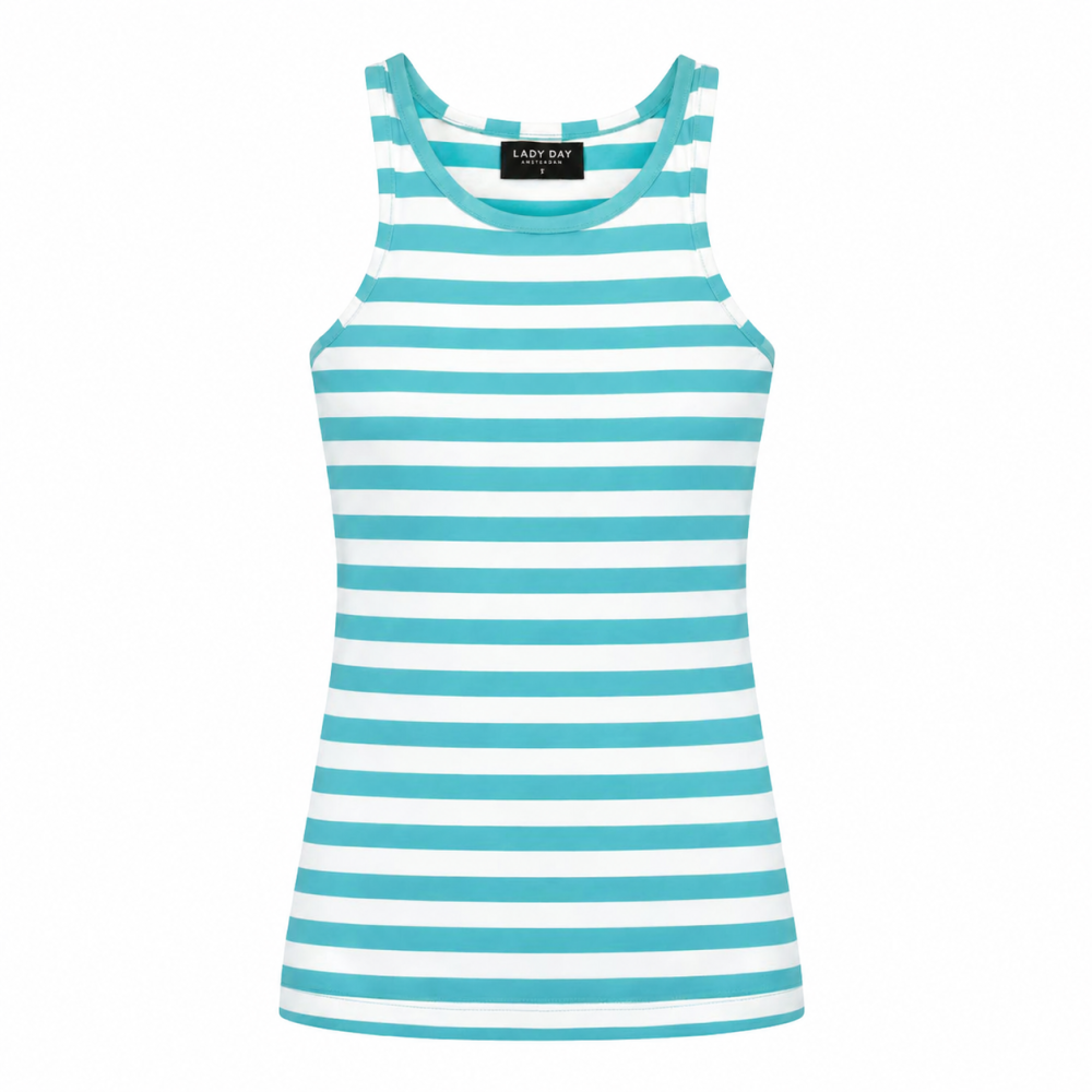 Lady Day - Sandy Travelstof Top - White/Atlantis